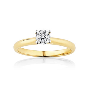 Certified Solitaire Engagement Ring with a 0.34 Carat TW Diamond in 14kt Yellow & White Gold