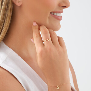 V Initial Ring in 10kt Yellow Gold