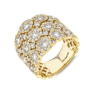 3 Row Bubble Ring with 3.00 Carat TW Diamonds in 14kt Yellow Gold