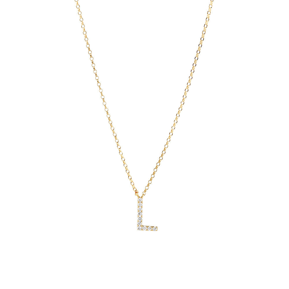 "L" Initial Necklace with 0.10 Carat TW of Diamonds in 10kt Yellow Gold