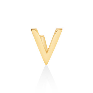 Bouton d'oreille unique à initiale V en or jaune 10 K