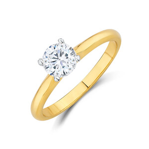 Certified Solitaire Engagement Ring with a 0.70 Carat TW Diamond in 14kt Yellow & White Gold