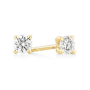 Stud Earrings with 0.25 Carat TW of Diamonds in 10ct Yellow Gold