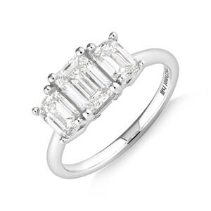 Three Stone Engagement Ring with 2.00 Carat TW of Laboratory-Grown Diamonds in 14kt White Gold