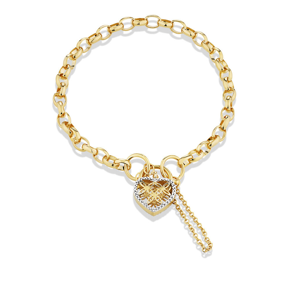 Bracelet belcher de 19 cm en or jaune 10 K avec diamants