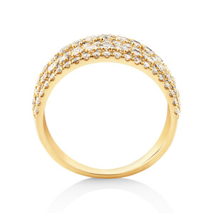Multi Row Ring with 1.50 Carat TW Diamond in 14kt Yellow Gold