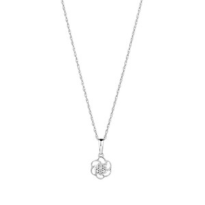 Flower Pendant with Diamonds in 10kt White Gold