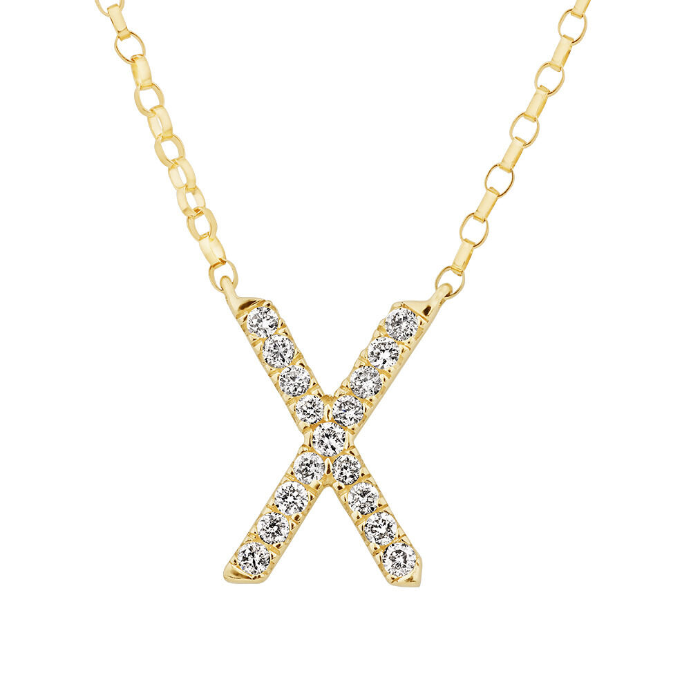 "X" Initial Necklace with 0.10 Carat TW of Diamonds in 10kt Yellow Gold