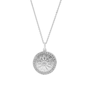 Round Locket with Cubic Zirconia in Sterling Silver