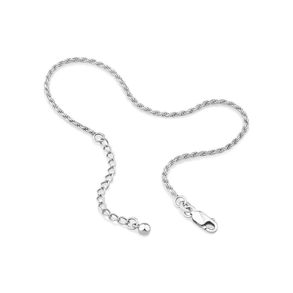 23cm (9") Rope Anklet in Sterling Silver