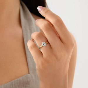 Certified Solitaire Engagement Ring with A 1 1/2 Carat TW Diamond in 18kt Yellow & White Gold