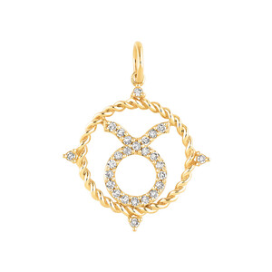Pendentif du signe du zodiaque Taureau en or jaune 10 K avec diamants totalisant 0,20 ct