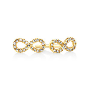 Petites boucles d'oreilles à symbole de l'infini en or jaune 10 K avec diamants