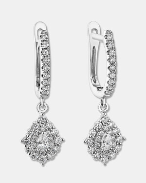 Sir Michael Hill Designer Fashion Vintage Floral Earrings with 0.40 Carat TW of Diamonds in 18kt White Gold