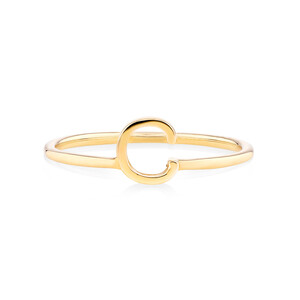 C Initial Ring in 10kt Yellow Gold