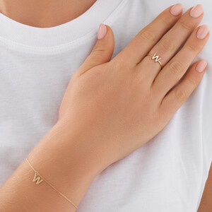 W Initial Ring in 10kt Yellow Gold