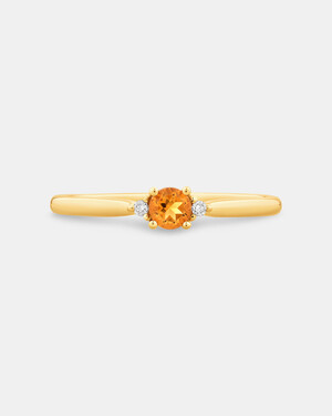 3 Stone Ring with Citrine & Diamonds in 10kt Yellow Gold