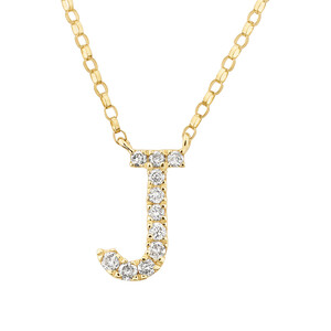 Collier à initiale « J » en or jaune 10 K avec diamants totalisant 0,10 ct
