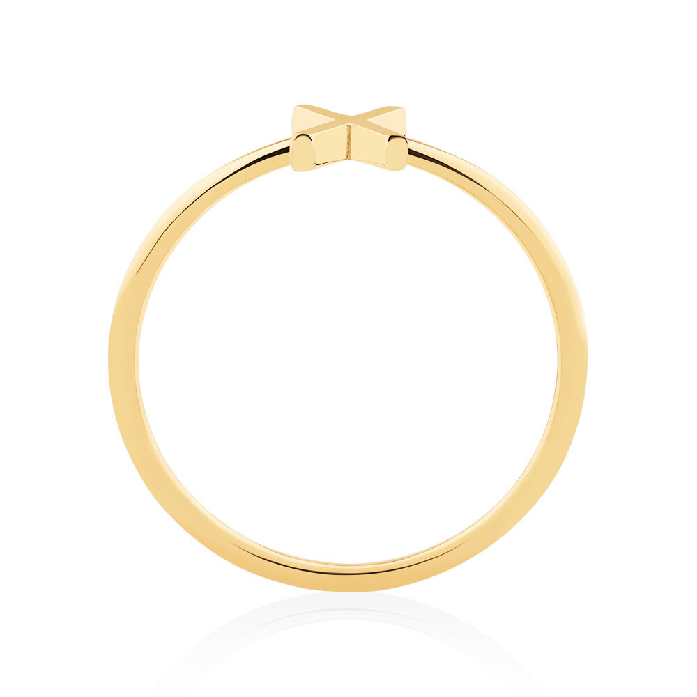 X Initial Ring in 10kt Yellow Gold
