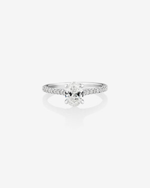 Oval Solitaire Engagement Ring with 1.12ct TW of Diamonds in 14ct White Gold