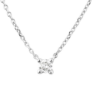 Mini Solitaire Necklace with Diamonds in 10kt White Gold
