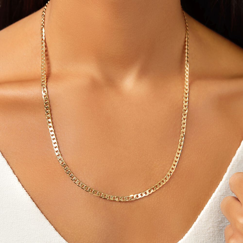 55cm (22") 4mm-4.5mm Width Curb Chain in 10kt Yellow Gold