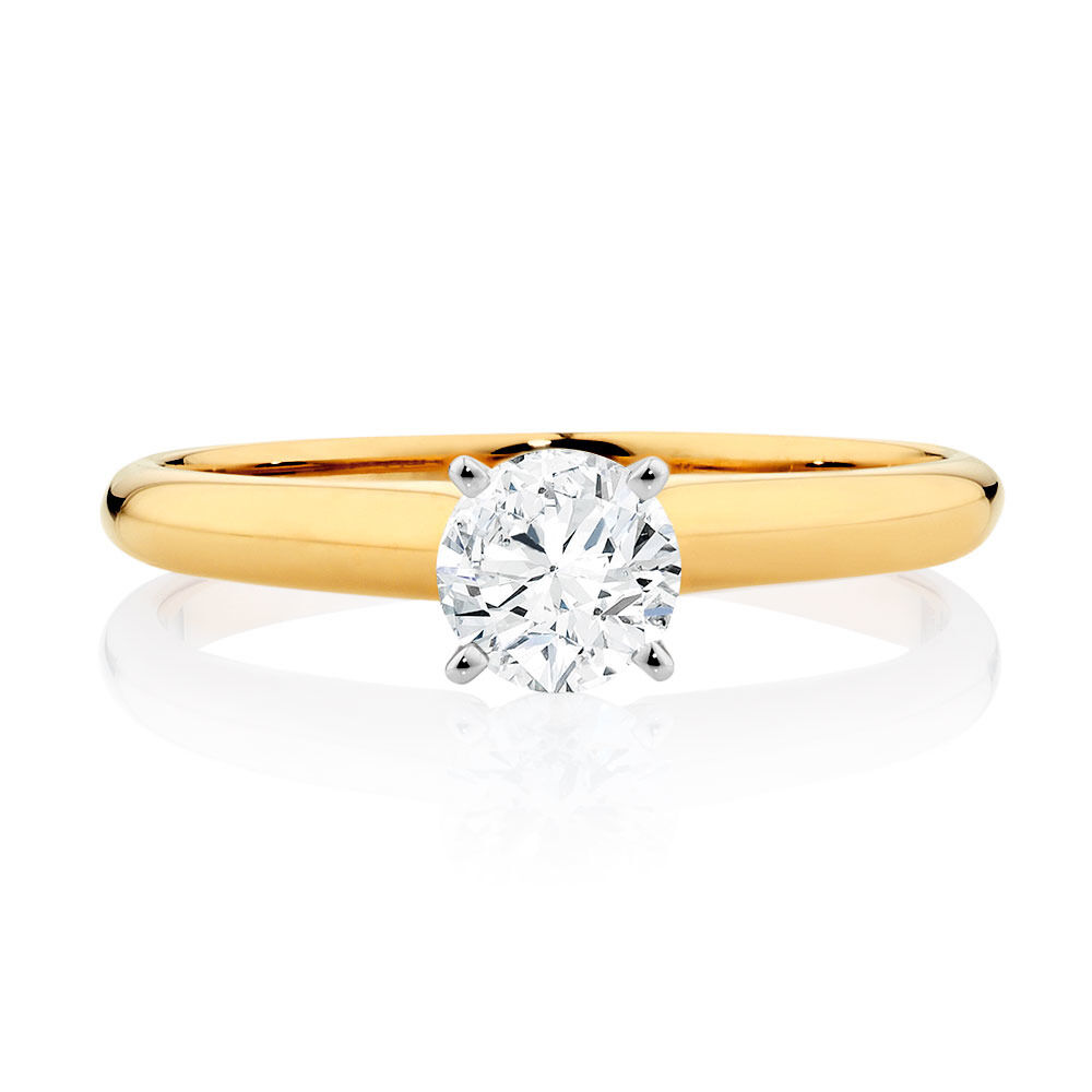 Evermore Solitaire Engagement Ring with 1/2 Carat TW Diamond in 14kt Yellow & White Gold
