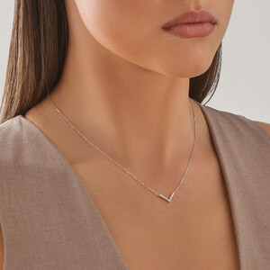Chevron Necklace with 0.05 Carat TW Diamonds in Sterling Silver