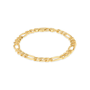 Bracelet à chaîne figaro en or jaune 10 K de 23 cm, largeur de 8 à 8,5 mm