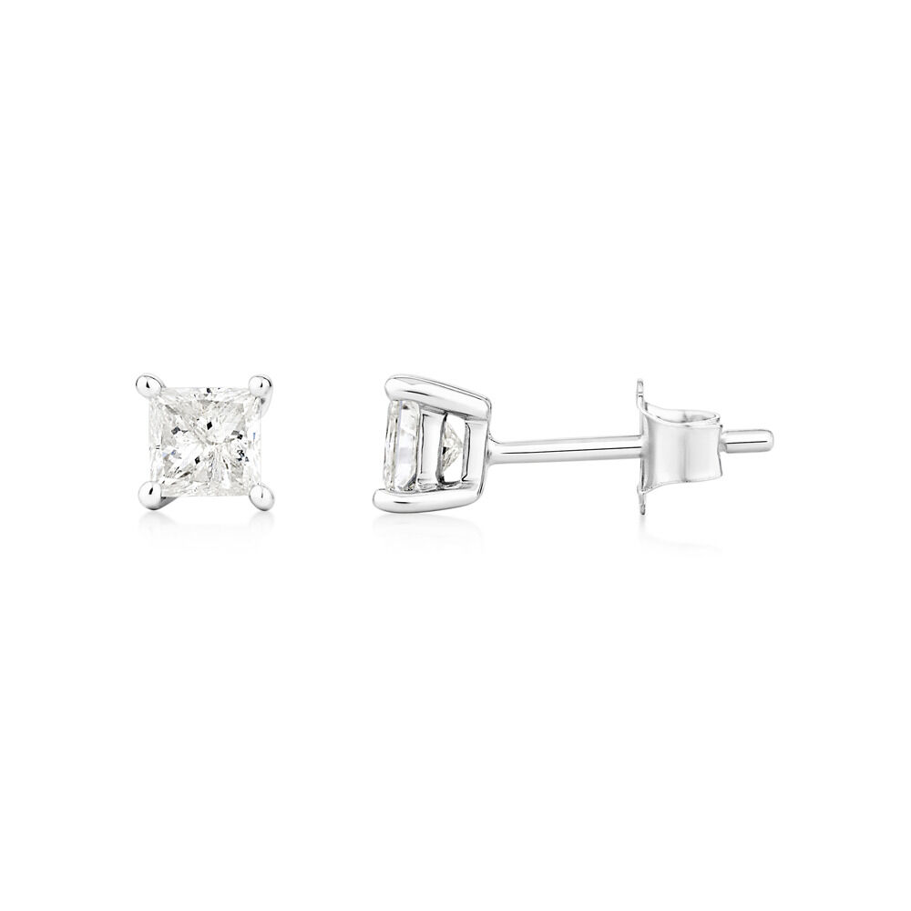 Stud Earrings with 0.71 Carat TW of Diamonds in 14kt White Gold