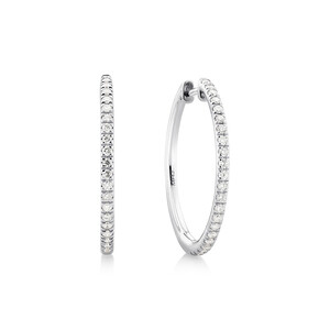 Pave Hoops with 0.35 Carat TW of Diamonds in 10kt White Gold