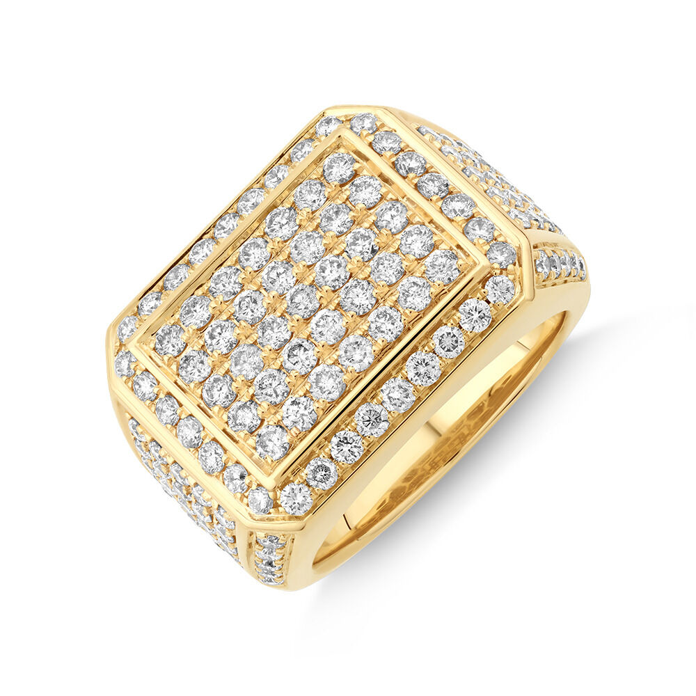 3 Carat Gents Ring with 3 Carat TW of Diamonds In 10kt Yellow Gold