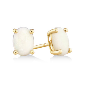 Stud Earrings with Opal in 10kt Yellow Gold