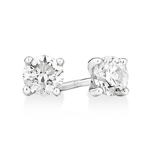 Certified Solitaire Stud Earrings with 0.70 Carat TW of Diamonds in 14kt White Gold