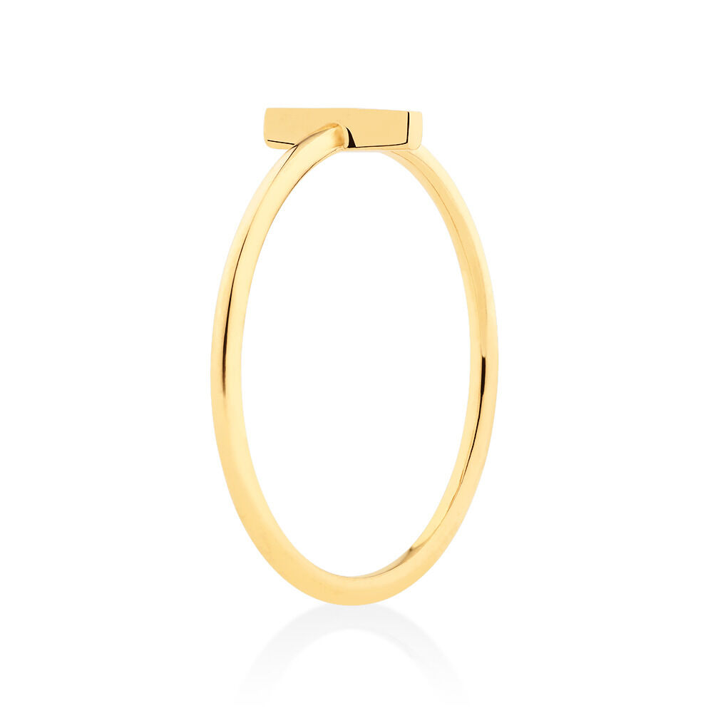 V Initial Ring in 10kt Yellow Gold