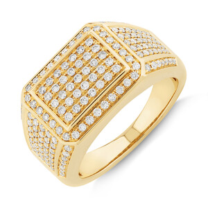 Men's Ring with 1 Carat TW of Diamonds In 10kt Yellow Gold