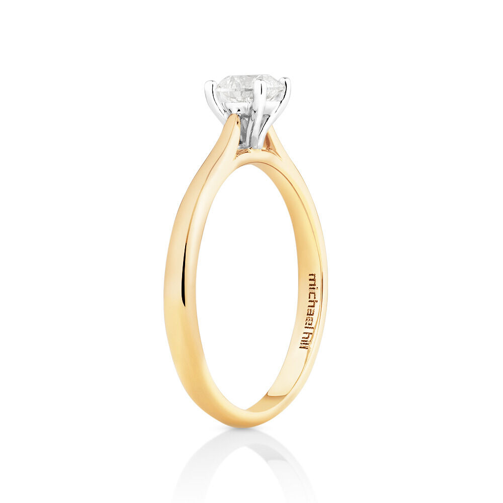 Evermore Certified Solitaire Engagement Ring with a 0.50 Carat TW Diamond in 14kt Yellow/White Gold
