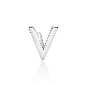 V Initial Single Stud Earring in Sterling Silver