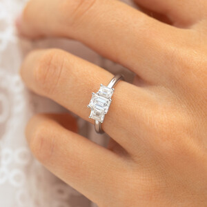 Sir Michael Hill Designer Three Stone Emerald Cut Engagement Ring with 1.42 Carat TW of Diamonds in 18kt White Gold