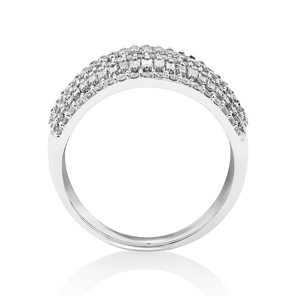 Multi Row Ring with 1 Carat TW of Diamonds in 14kt White Gold