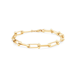 Ball and Oval Link Bracelet in 10kt Yellow Gold