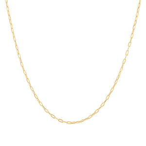 45cm (18”) 2mm-2.5mm Width Hollow Paperclip Chain in 10kt Yellow Gold
