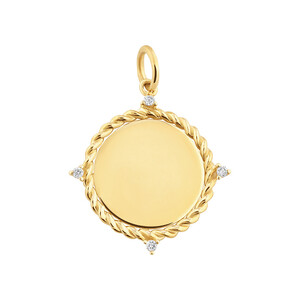Compass Rope Pendant with Diamonds in 10kt Yellow Gold