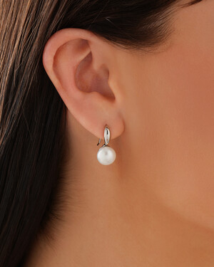 Boucles d'oreilles crochet en argent sterling avec perles d'eau douce