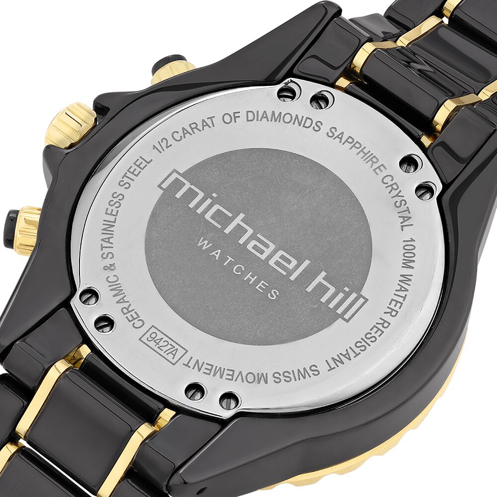 Chronograph Watch with 0.50 Carat TW of Diamonds in Black Ceramic & Gold Tone Stainless Steel