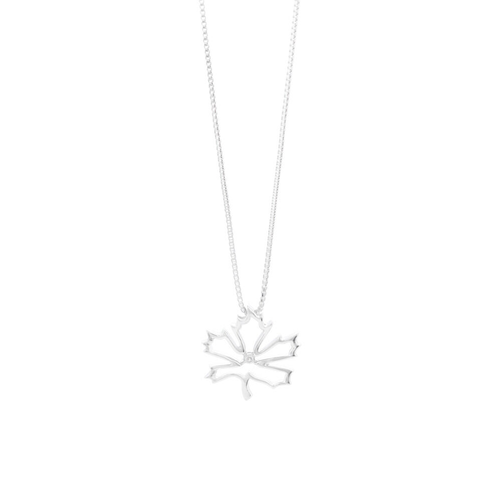 Maple Leaf Pendant with a Diamond in Stirling Silver