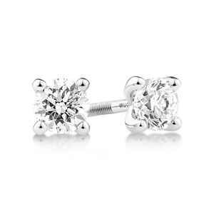 Certified Solitaire Stud Earrings with 0.5 Carat TW of Diamonds in 14kt White Gold