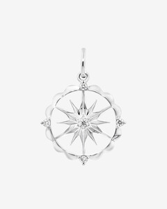 Star Motif Pendant with Diamonds in Sterling Silver