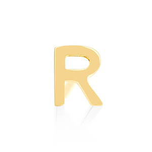 Bouton d'oreille unique à initiale R en or jaune 10 K