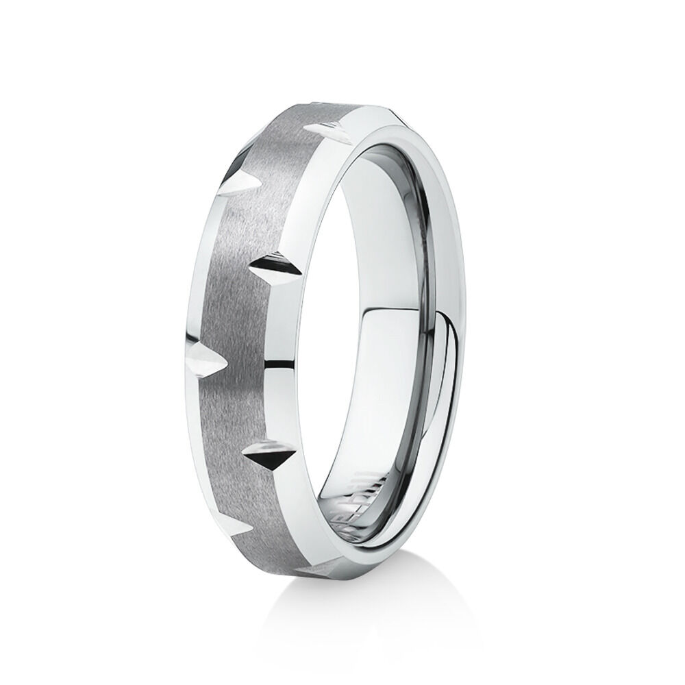 6mm Men's Ring in Grey Sapphire Tungsten